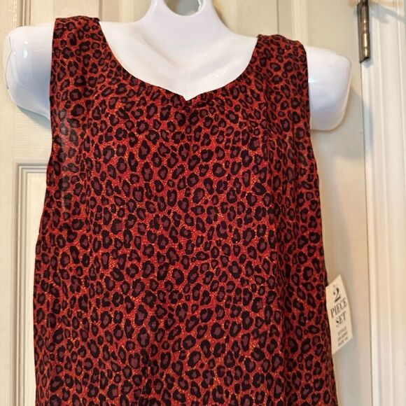 Sag harbor, two piece tank dress red leopard animal, print-  size 14 - ONS - Picture 3 of 9
